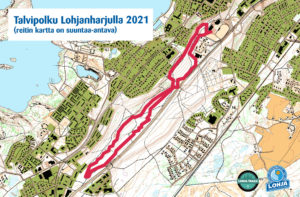 Lohjanharjun talvipolun suuntaa-antava reittikartta